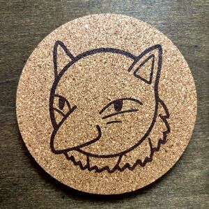 Pokemon Hypno Face Laser Engraved Cork Coaster